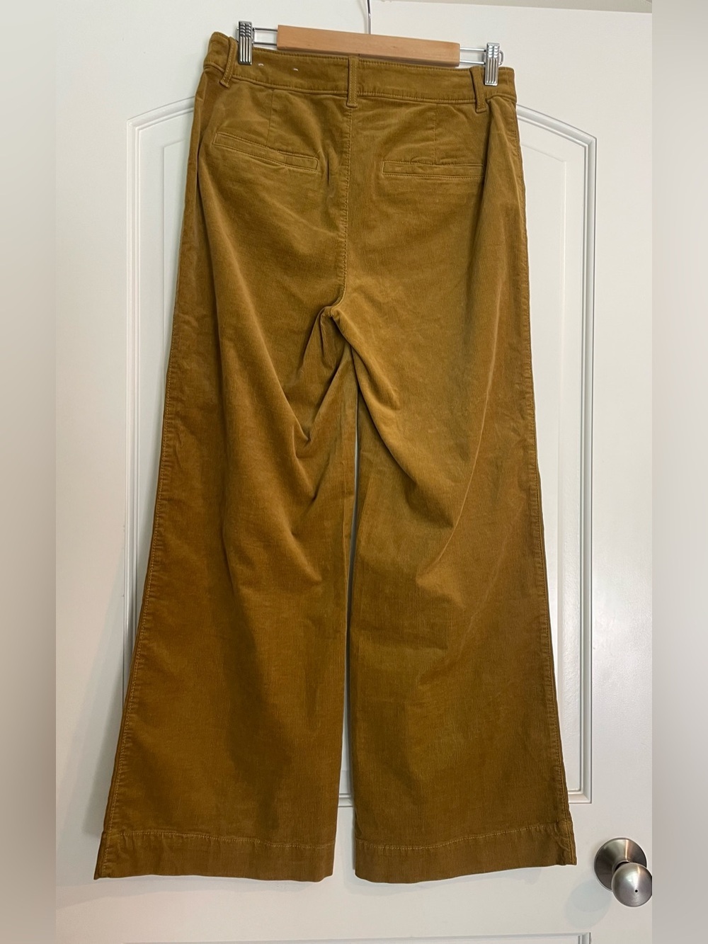 Ann Taylor LOFT THE PALMER Mustard Yellow Brown Wide Leg Corduroy Boho Pants 6 - Picture 4 of 14